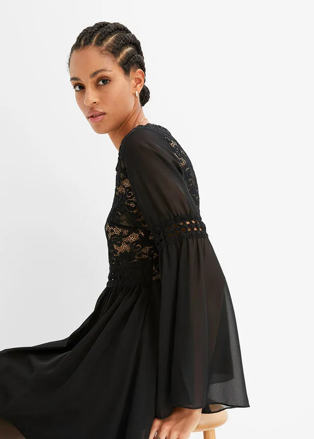 Vestido con encaje Negro