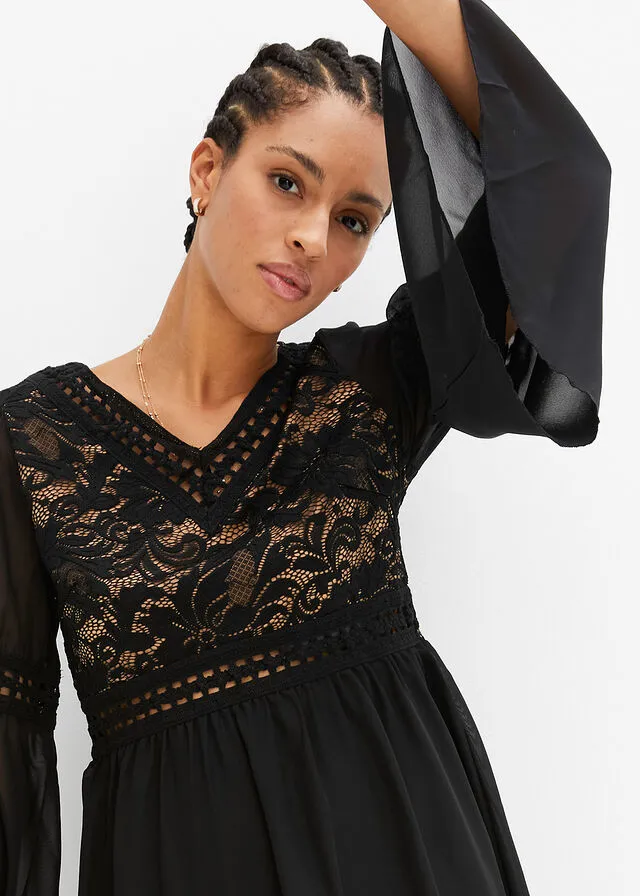 Vestido con encaje Negro