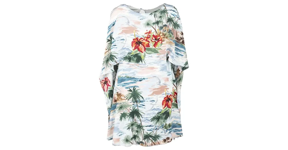 Vestido estilo capa de Valentino Hawaiian Couture Multicolor 