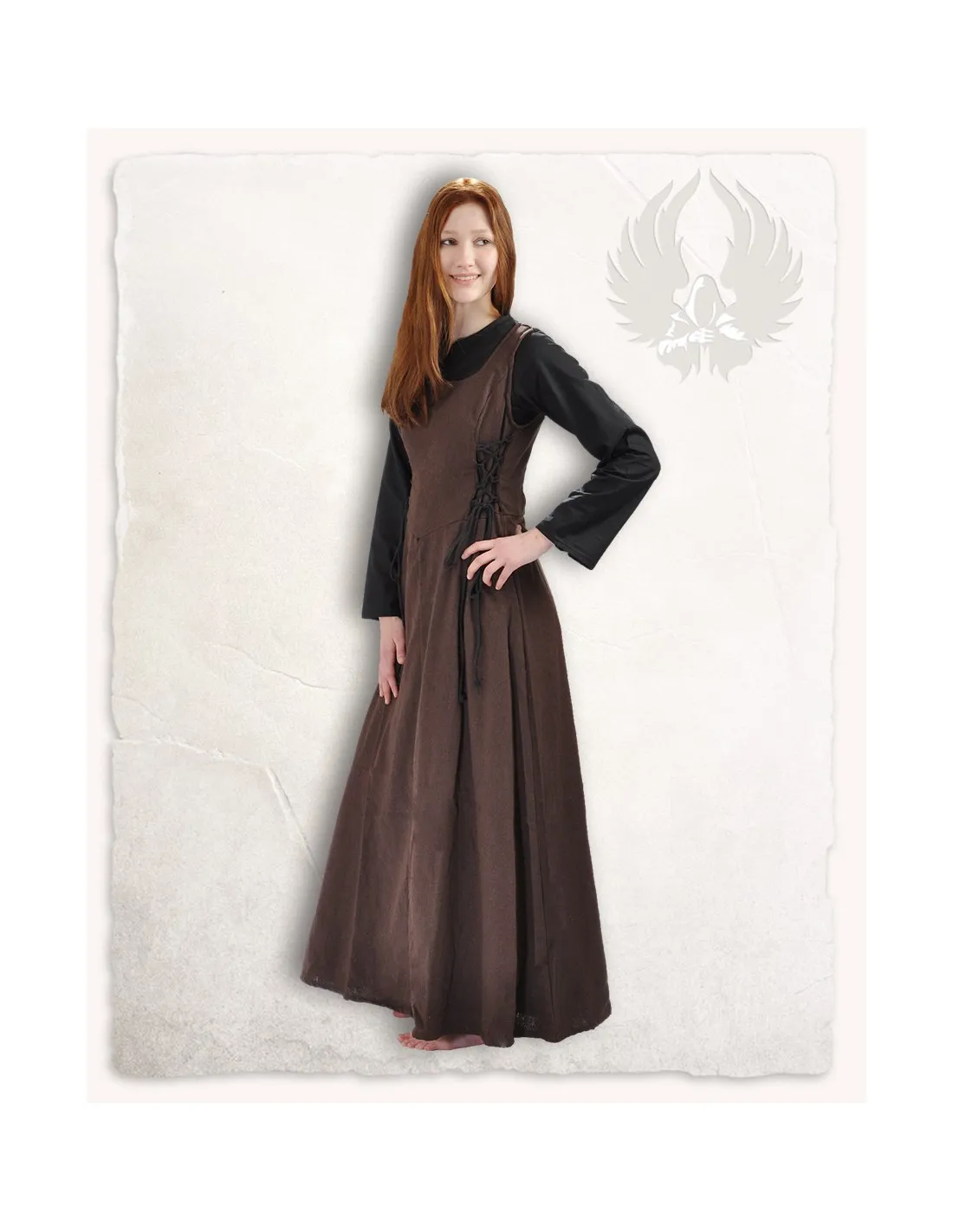 Vestido medieval modelo Uma, color marrón