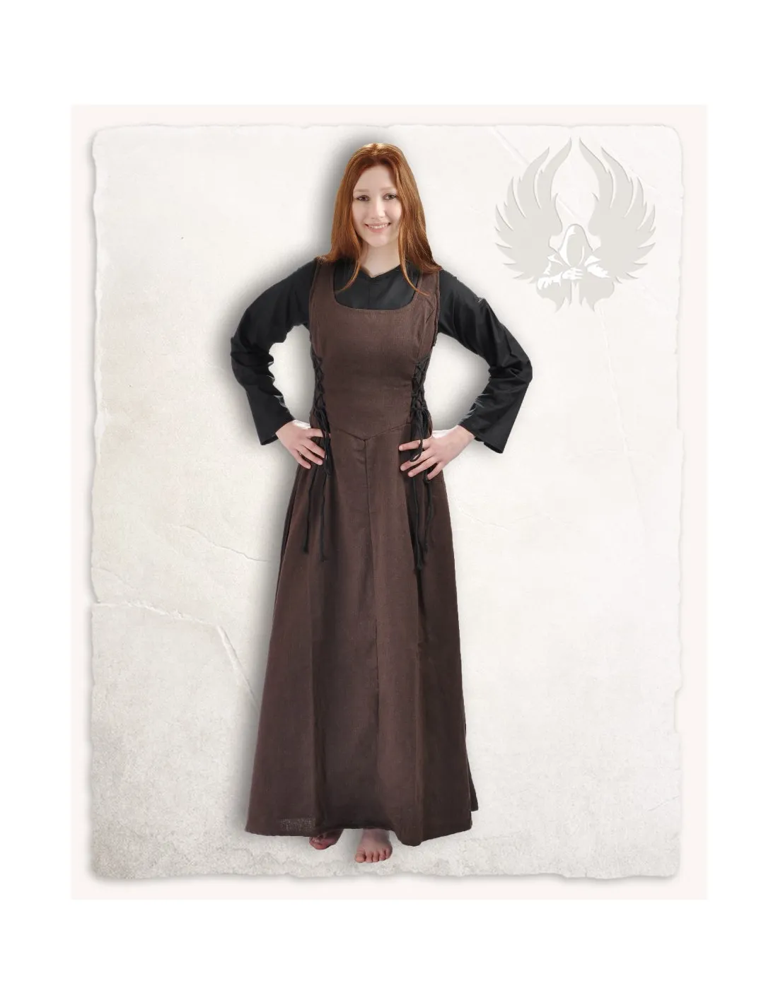 Vestido medieval modelo Uma, color marrón