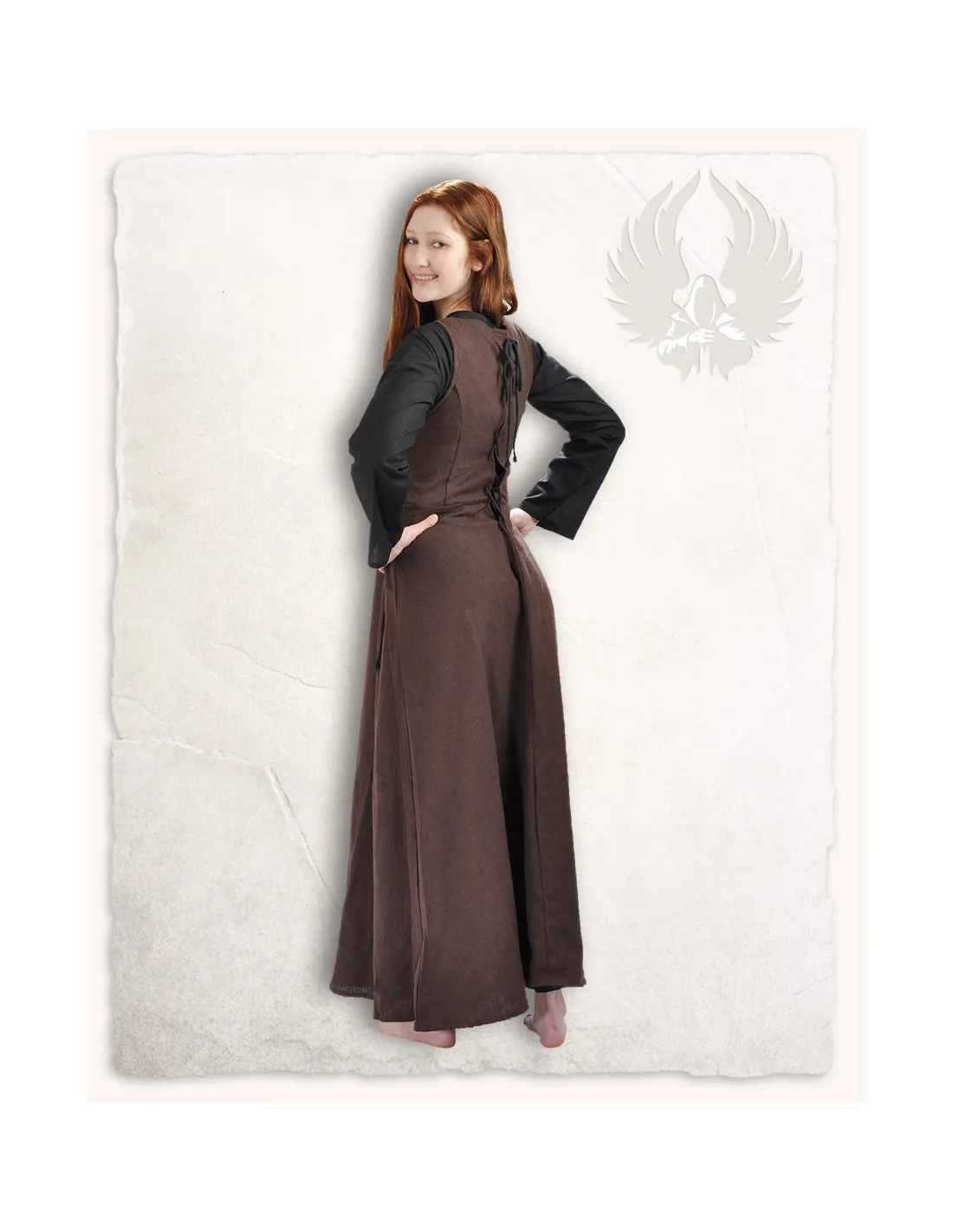 Vestido medieval modelo Uma, color marrón