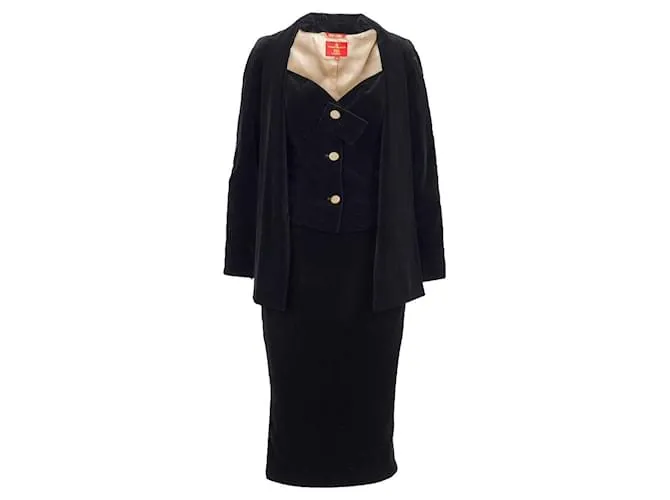 Vivienne Westwood traje de terciopelo negro etiqueta roja 