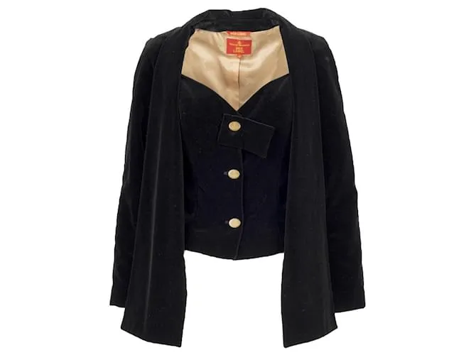 Vivienne Westwood traje de terciopelo negro etiqueta roja 