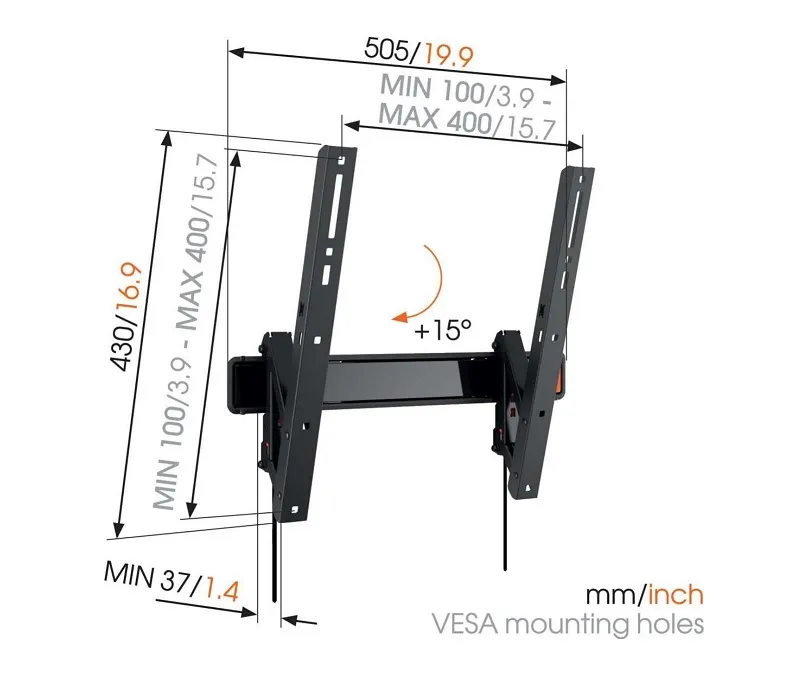 VOGELS W50710 Soporte de pared para TV de 32 a 55 pulgadas, negro