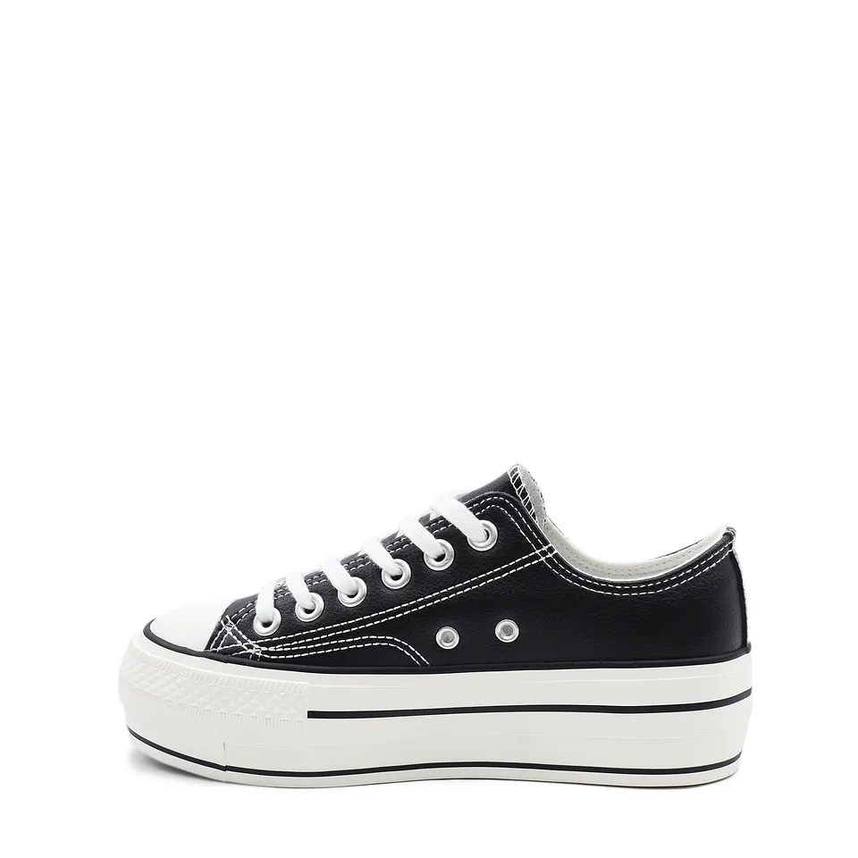 Zapatilla Maxy Retro Negra Eco Cuero con Plataforma