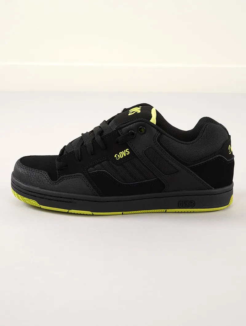 Zapatillas de skate DVS Enduro 125, Cuero negro y detalles en amarillo
