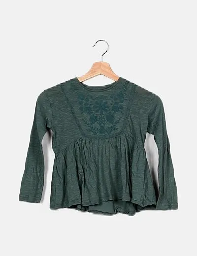 Zara Blusa verde fluida